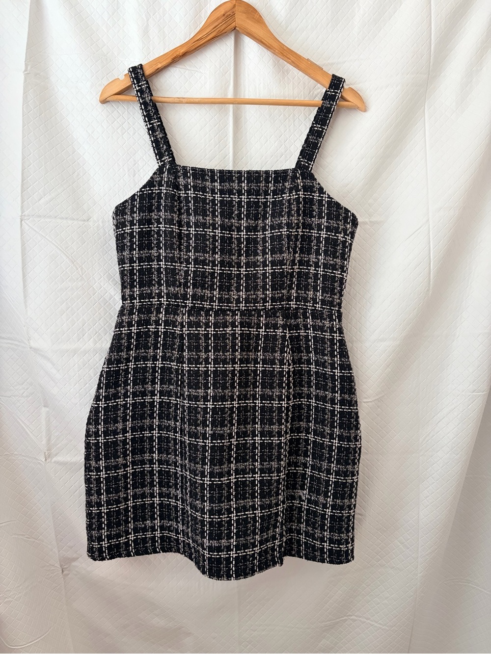 Francesca's Collections Black and White Plaid Tweed Mini Dress